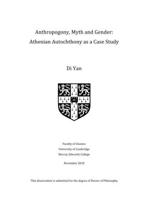 Anthropogony, Myth and Gender: Athenian Autochthony As a Case Study