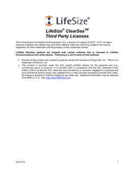 Lifesize Clearsea Third Party Licenses
