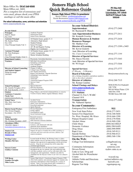 Somers High School Quick Reference Guide