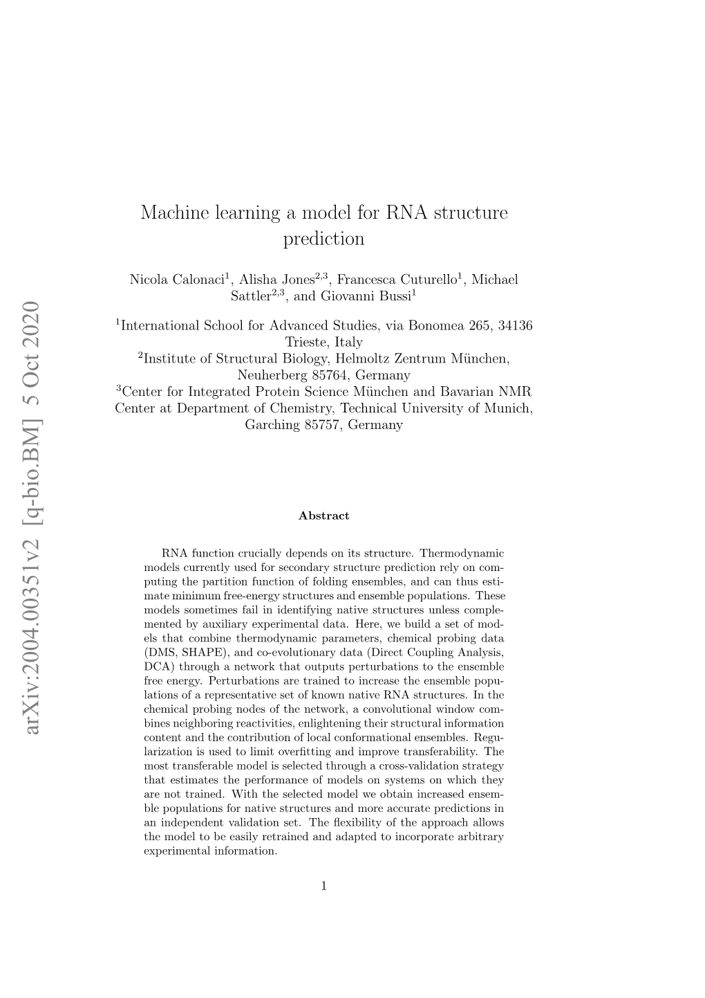 Machine Learning a Model for RNA Structure Prediction
