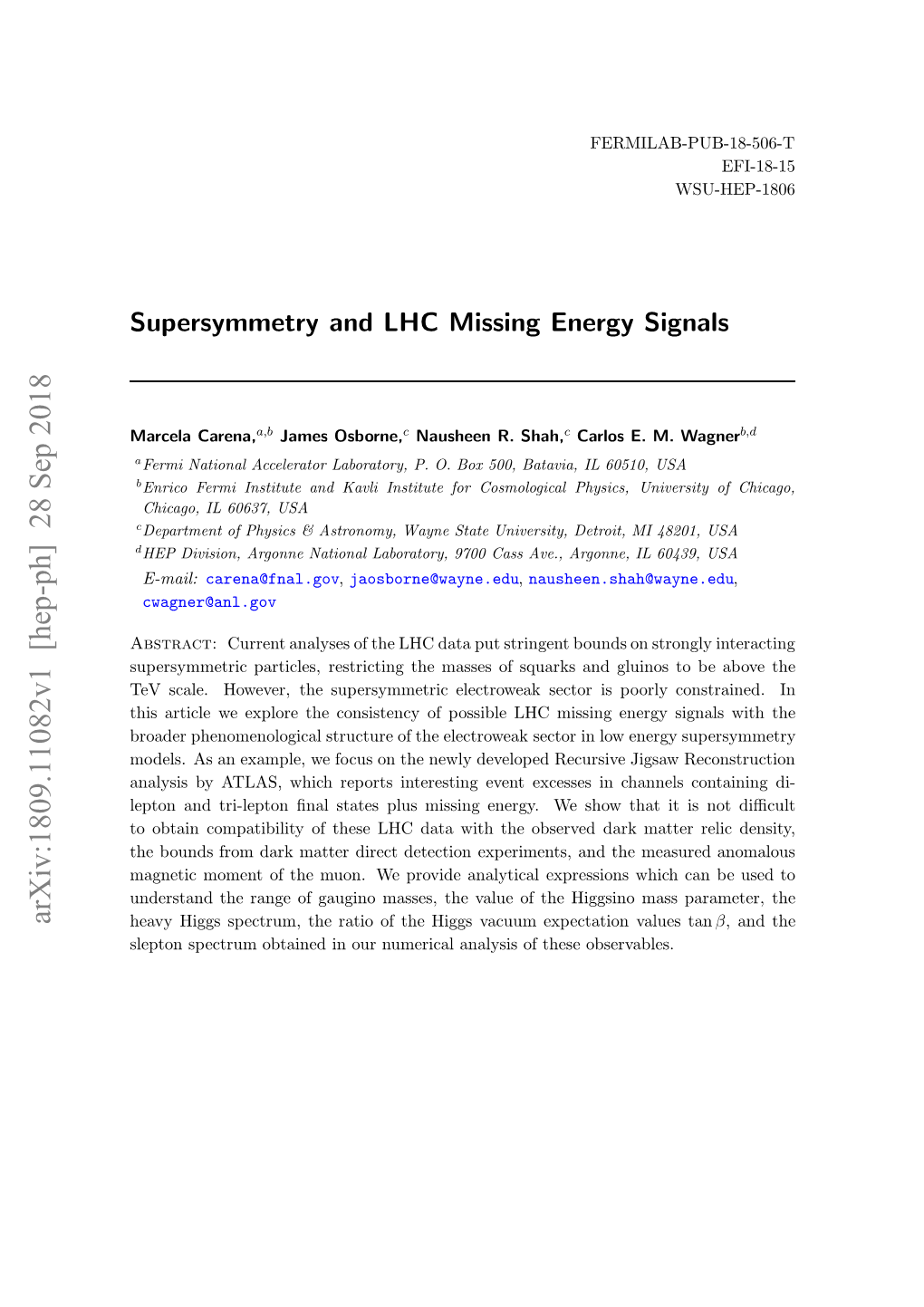 Supersymmetry and LHC Missing Energy Signals
