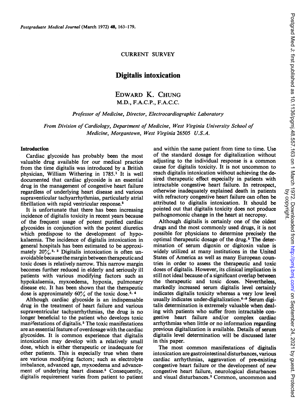 Digitalis Intoxication EDWARD K. CHUNG