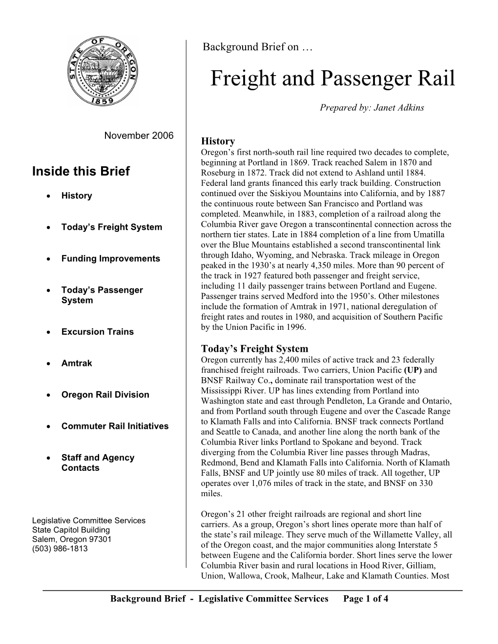 Freight and Passenger Rail