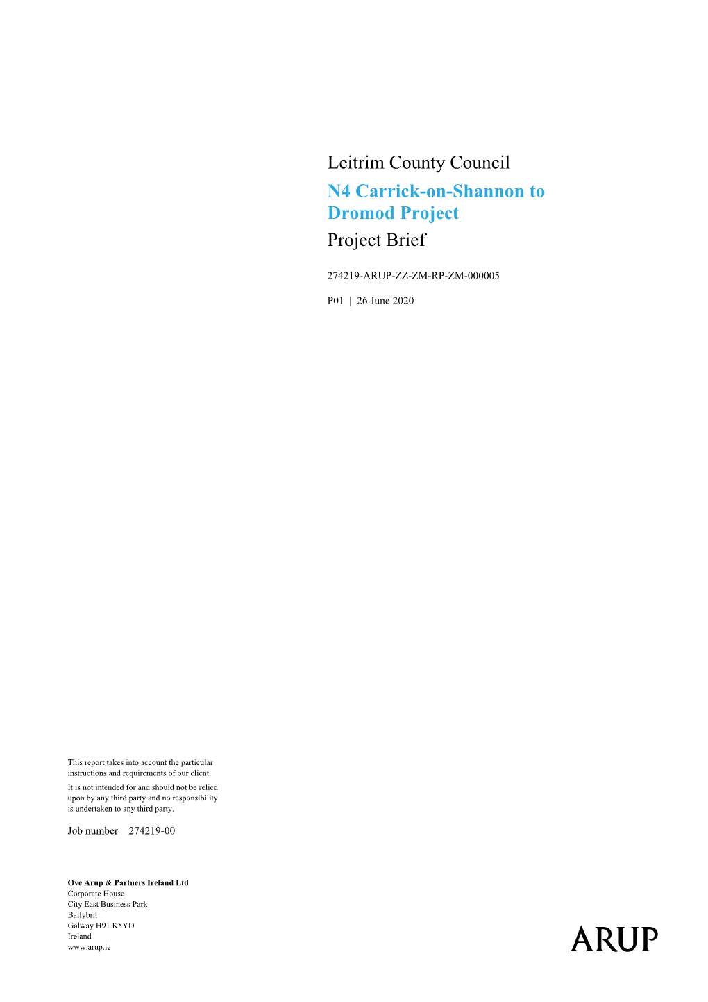 Leitrim County Council N4 Carrick-On-Shannon to Dromod Project Project Brief