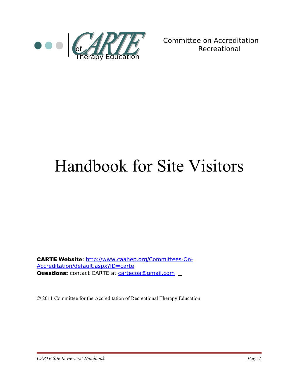 Handbook for Site Visitors