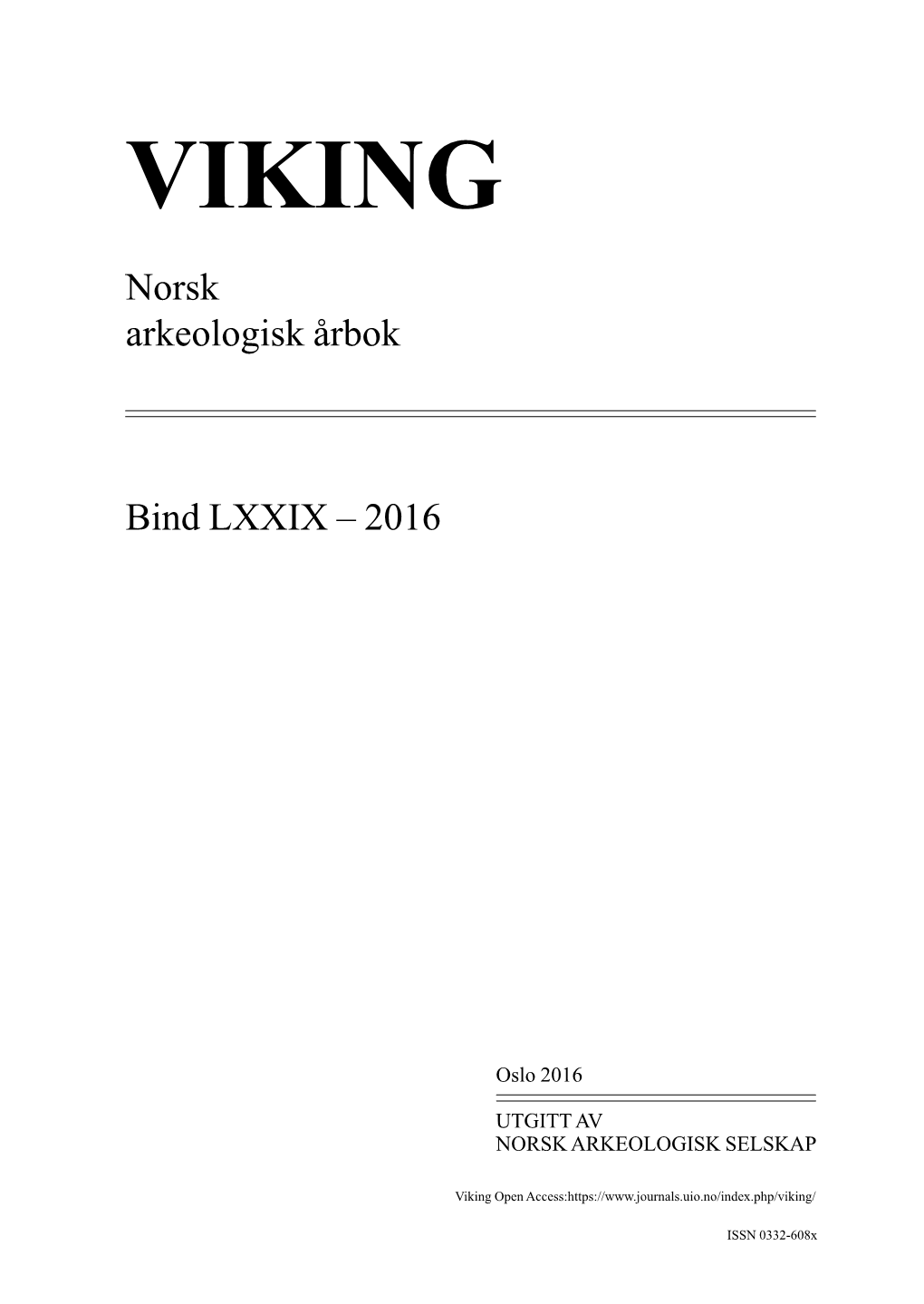 VIKING Norsk Arkeologisk Årbok