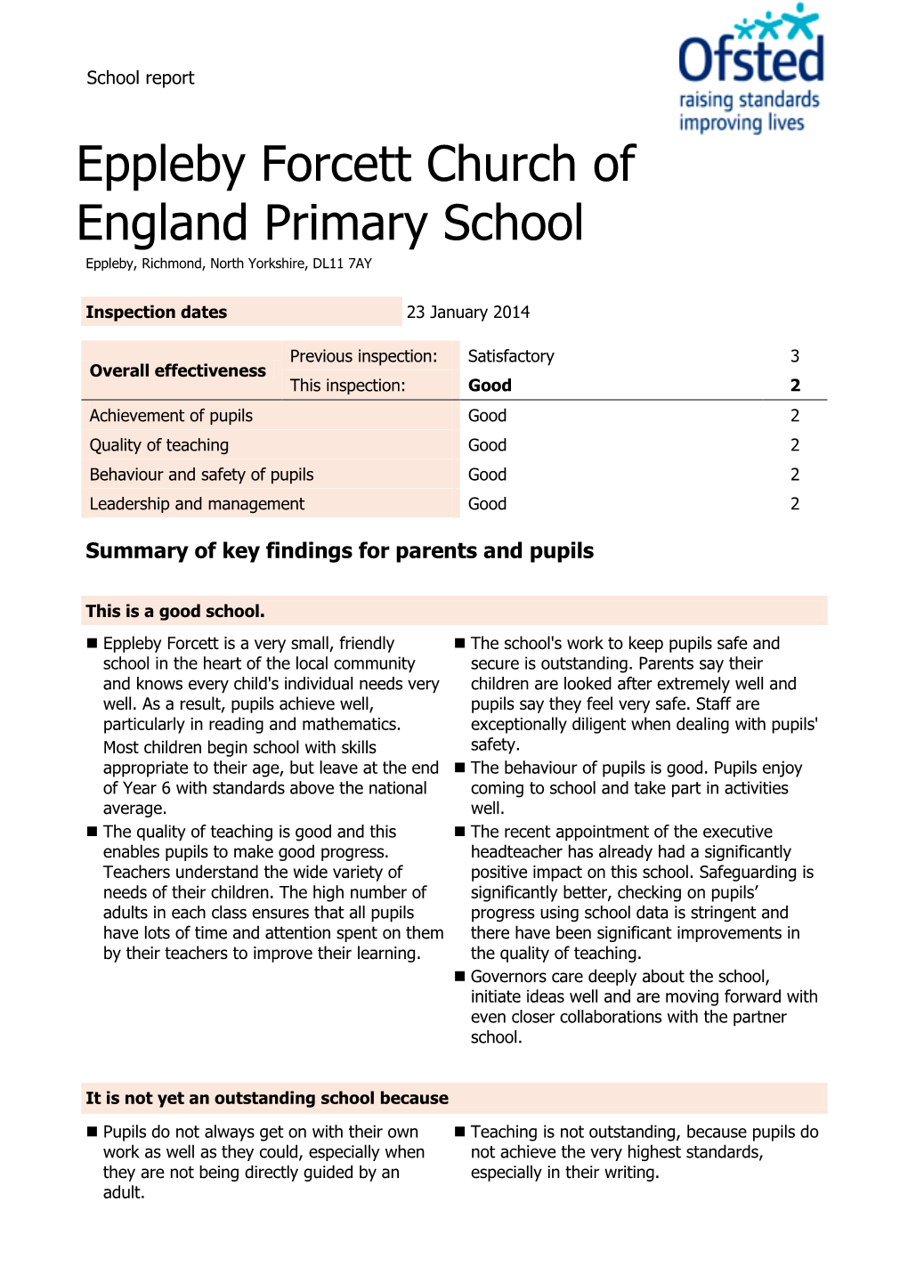 Eppleby Forcett Church of England Primary School Eppleby, Richmond, North Yorkshire, DL11 7AY