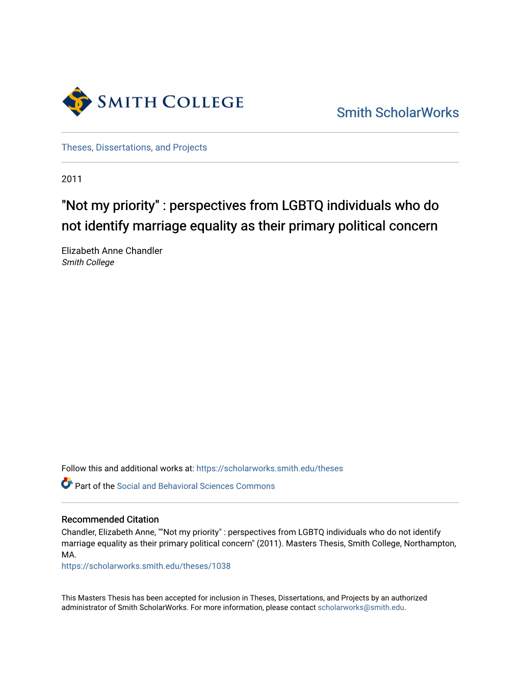 Perspectives from LGBTQ Individuals Who Do Not Identify Marriage Equality As Their Primary Political Concern