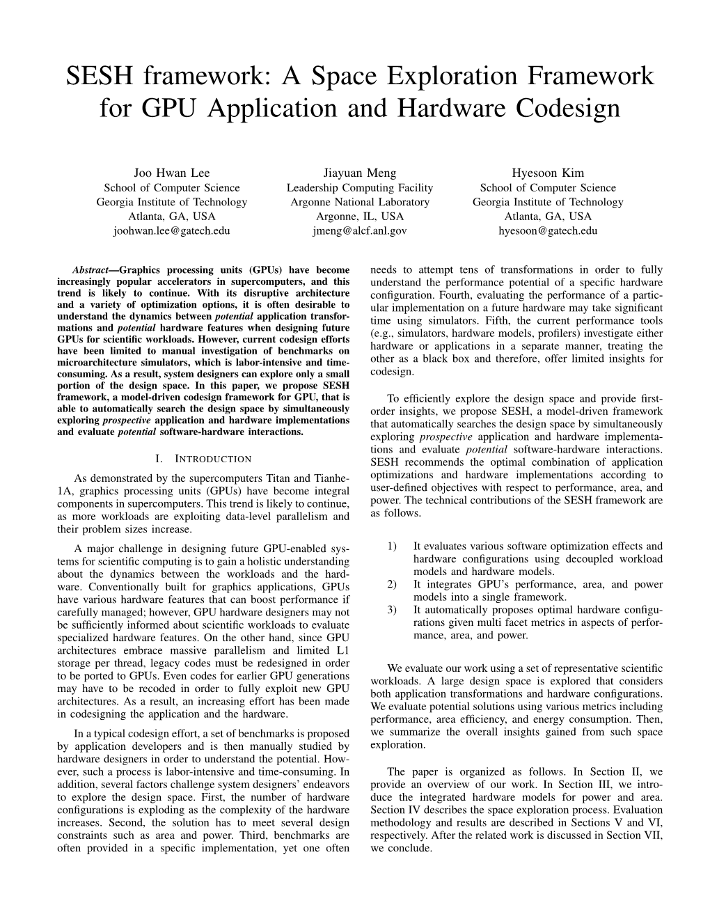A Space Exploration Framework for GPU Application and Hardware Codesign