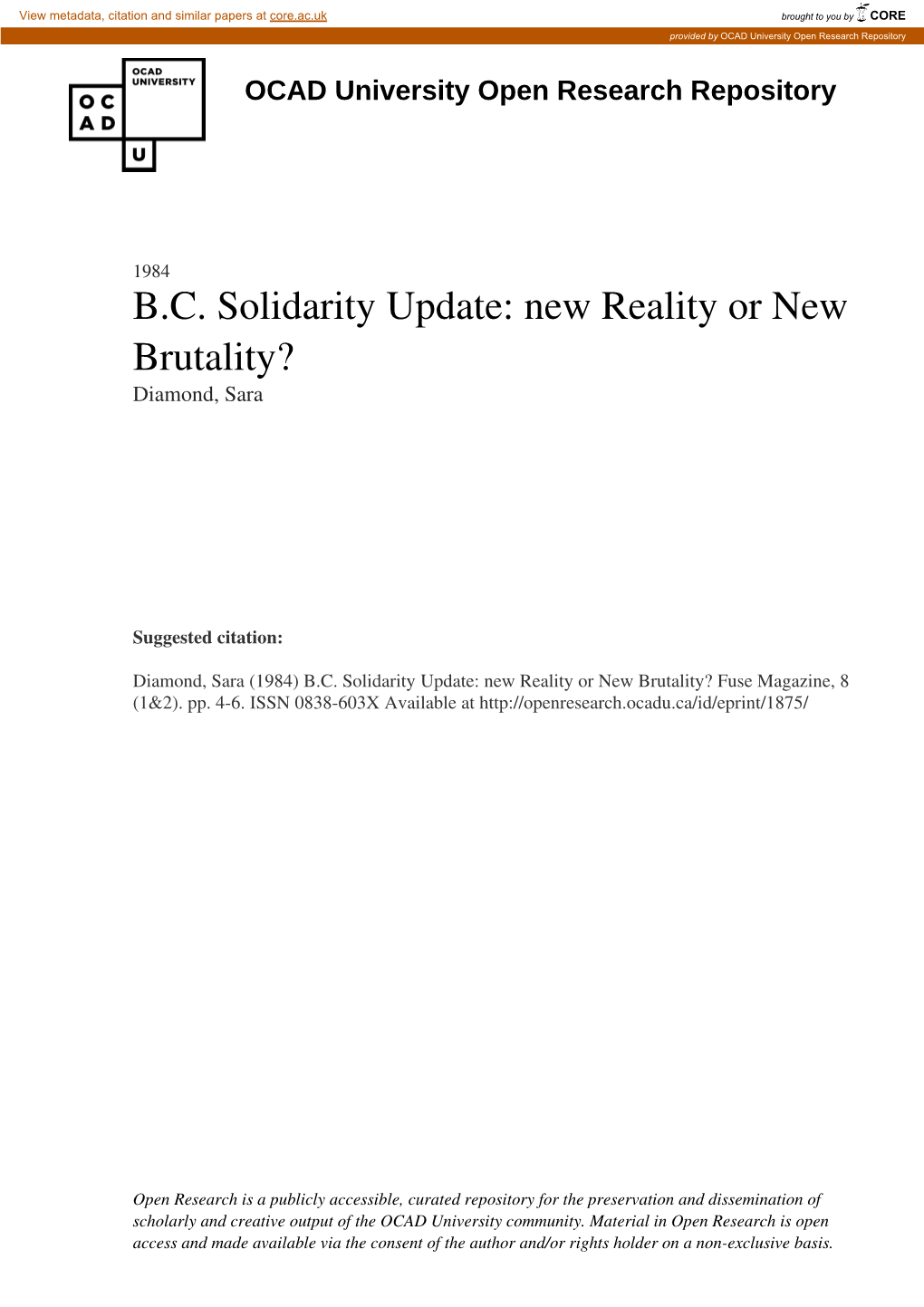 BC Solidarity Update: New Reality Or New Brutality?