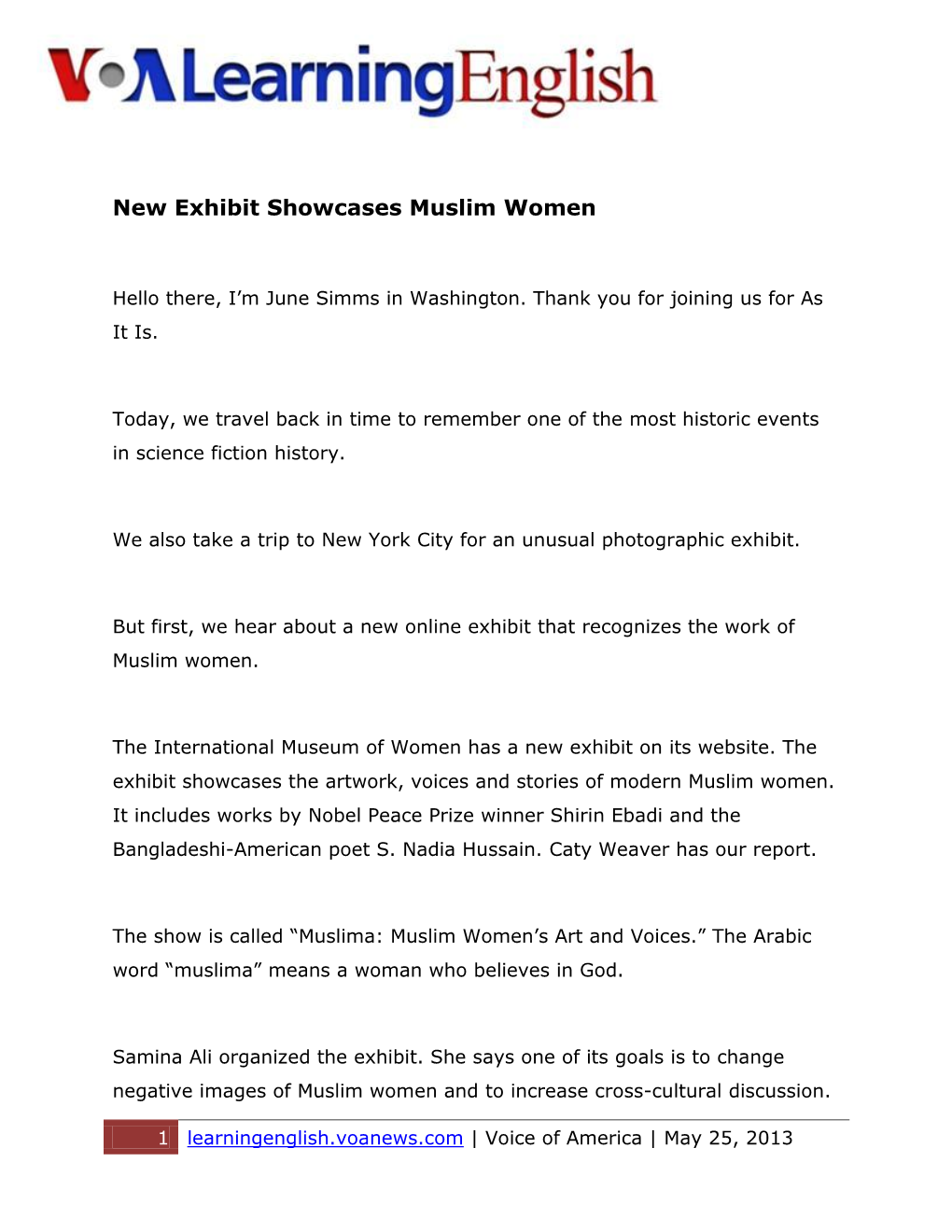 New Exhibit Showcases Muslim Women