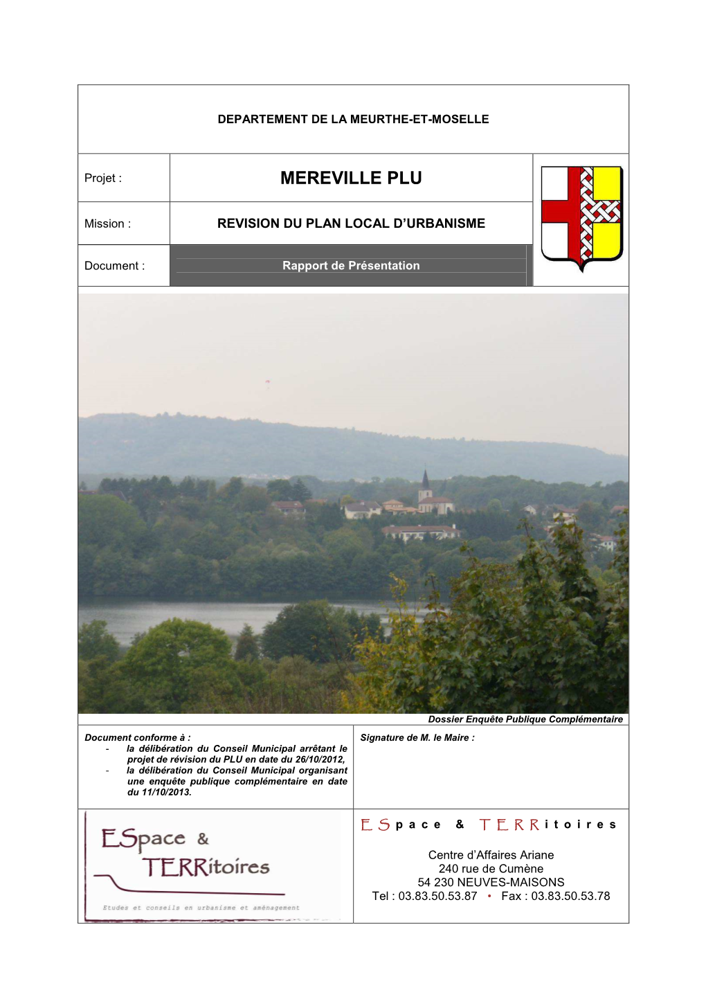 Méréville Rapport De Présentation EP Complementaire