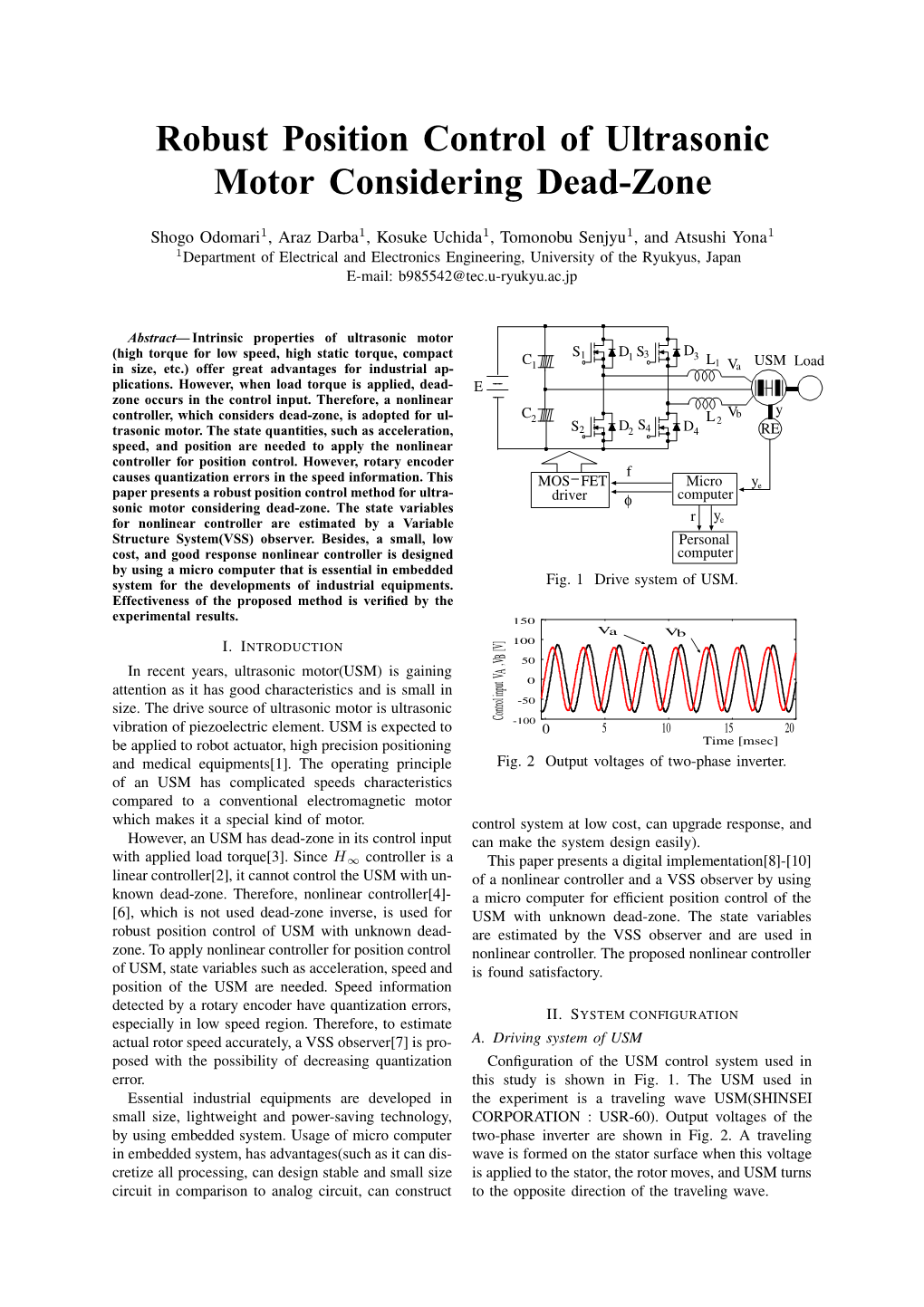 Robust Position Control of Ultrasonic Motor Considering Dead-Zone