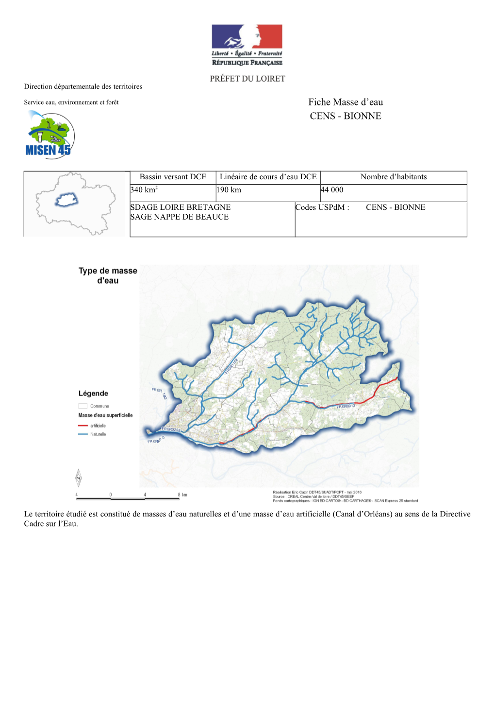 Fiche Masse D'eau CENS