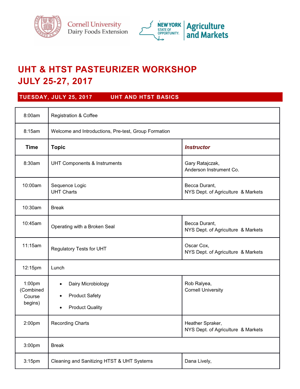 Tuesday, July 25, 2017 UHT and Htst Basics