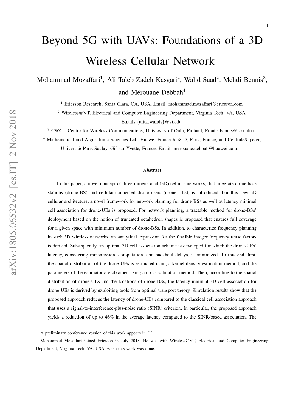 Beyond 5G with Uavs: Foundations of a 3D Wireless Cellular Network