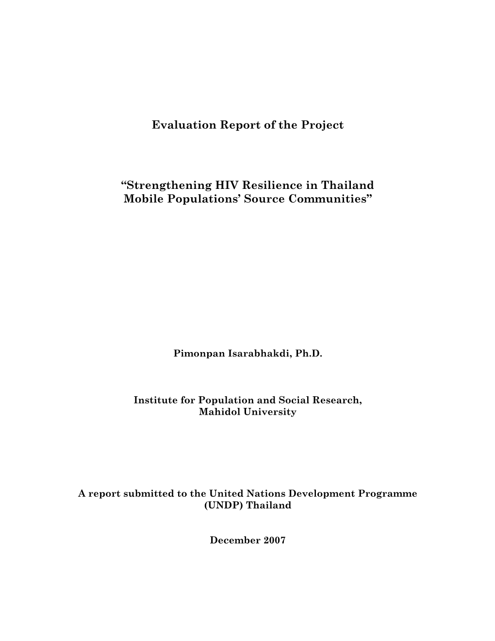 Eval Report Strenghtening HIV Resilience.Pdf