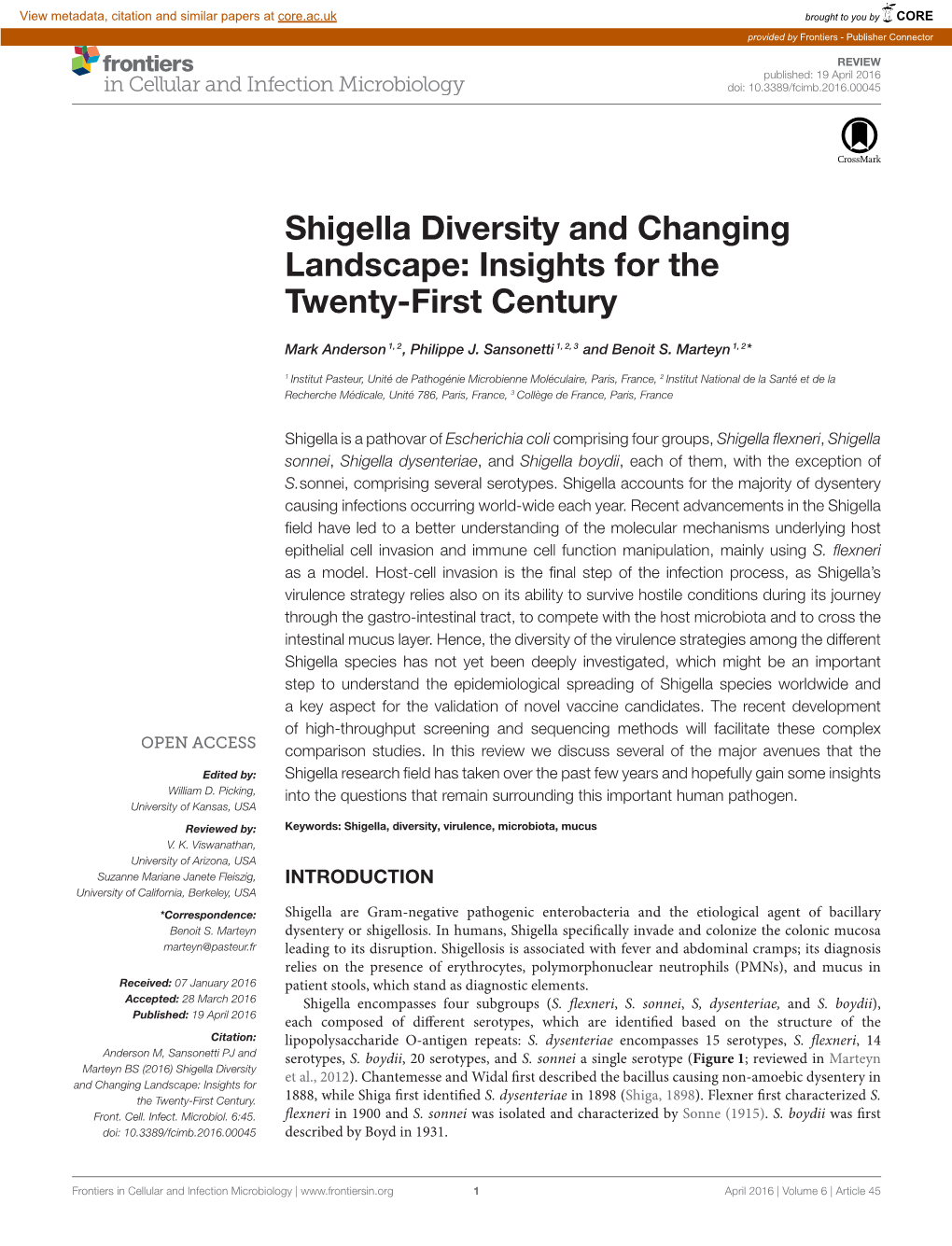 Shigella Diversity and Changing Landscape: Insights for the Twenty-First Century