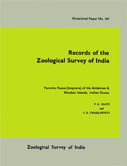 Termite Fauna (Isoptera) of the Andaman & Nicobar Islands, Indian Ocean
