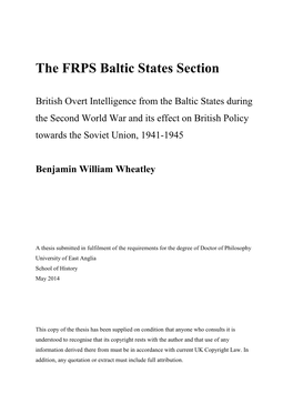 The FRPS Baltic States Section