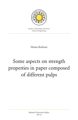 Some Aspects on Strength Properties in Paper Composed of Different Pulps