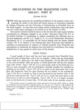 Excavations in the Franchthi Cave, 1969-1971. Part Ii.1