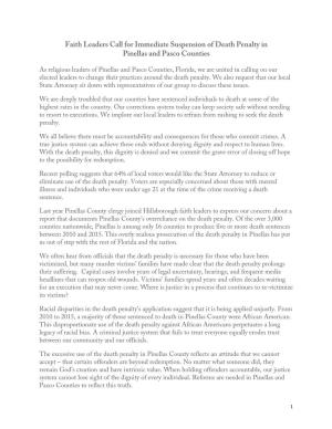 Pinellas/Pasco Faith Leader Letter