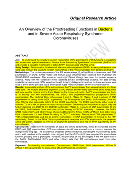 Original Research Article an Overview of the Proofreading Functions In