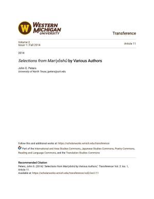 Transference Selections from Man'yōshū by Various Authors By