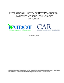 International Survey of Best Practices in Connected Vehicle Technologies 2012 Update