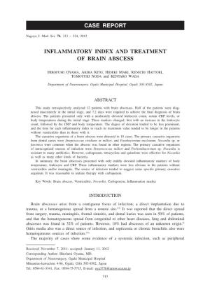 Inflammatory Index and Treatment of Brain Abscess