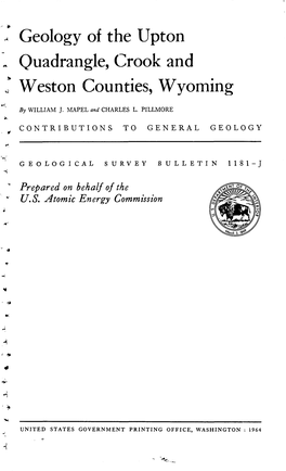 Geology of the Upton Quadrangle, Crook and Weston Counties, Wyoming