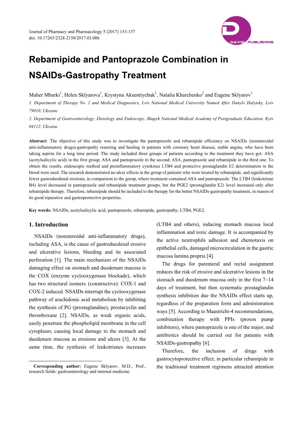 Rebamipide and Pantoprazole Combination in Nsaids-Gastropathy Treatment