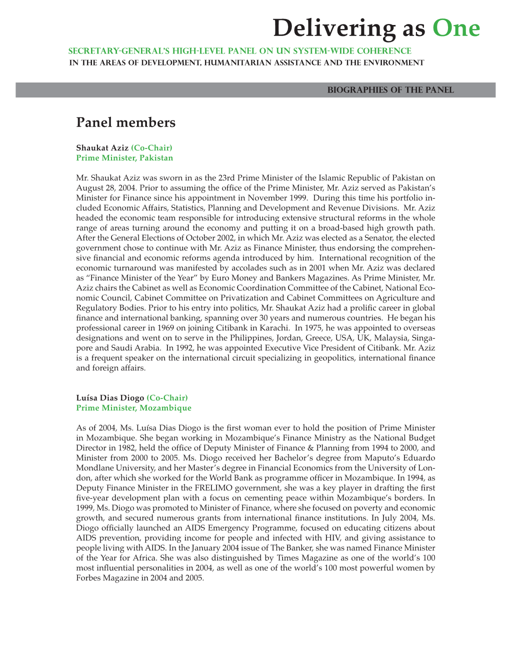 Biographies of Panel Members