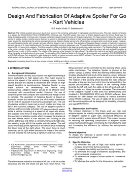 Design and Fabrication of Adaptive Spoiler for Go - Kart Vehicles