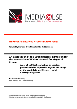 An Exploration of the 2006 Electoral Campaign for the Re-Election