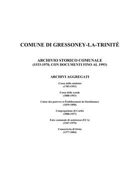 Archivio Storico Del Comune Di Gressoney-La-Trinité