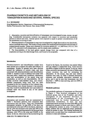 Pharmacokinetics and Metabolism of Temazepam in Man and Several Animal Species H.J