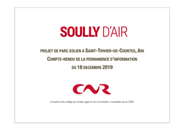 Projet De Parc Eolien a Saint-Trivier-De-Courtes, Ain Compte-Rendu De La Permanence D’Information Du 18 Decembre 2019