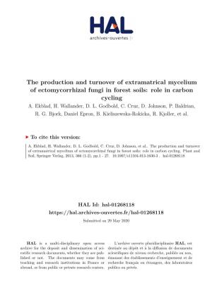 The Production and Turnover of Extramatrical Mycelium of Ectomycorrhizal Fungi in Forest Soils: Role in Carbon Cycling A