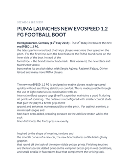 Puma Launches New Evospeed 1.2 Fg Football Boot
