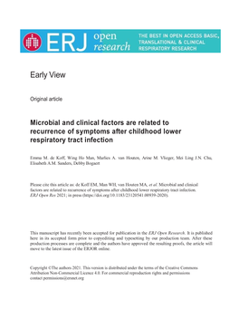 Microbial and Clinical Factors Are Related to Recurrence of Symptoms After Childhood Lower Respiratory Tract Infection