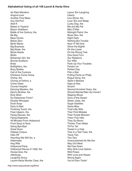 Alphabetical Listing of All 106 Laurel & Hardy Films