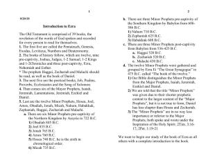 Introduction to Ezra the Old Testament Is Comprised of 39 Books