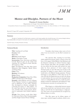 Mentor and Disciples. Partners of the Heart Francisco S