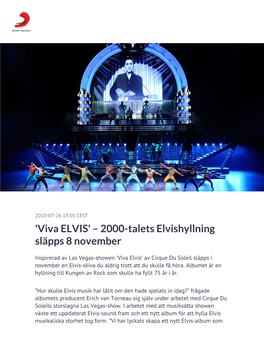 Viva ELVIS' – 2000-Talets Elvishyllning Släpps 8 November