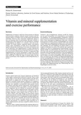 Vitamin and Mineral Supplementation and Exercise Performance