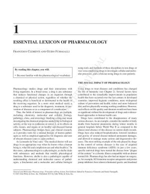 Essential Lexicon of Pharmacology