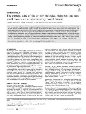 The Current State of the Art for Biological Therapies and New Small Molecules in Inﬂammatory Bowel Disease