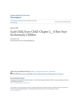 Chapter 2 a Slow Start for Kentucky Children Richard E